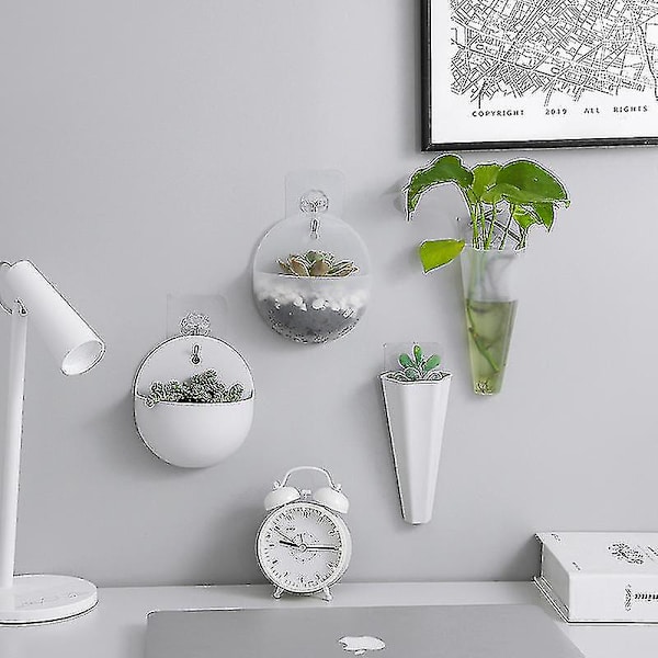 1 stk enkel plast veggmontert blomsterpotte hydroponisk