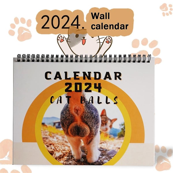 2 st 2024 Kalender Väggkalender 2024, Jan. 2024 - Dec. 2024, 2024 Kalender Katter Buttholes Kalender