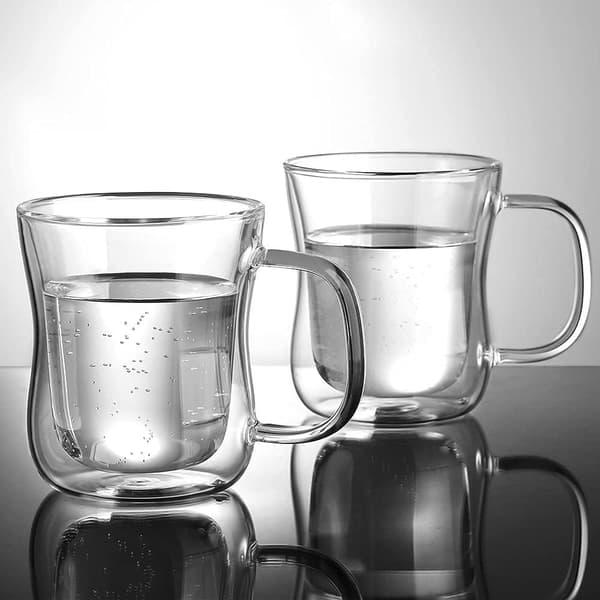 2x350ml Dobbeltvæggede Kaffe Glas Krus Cappuccino Latte Macchiato Glas Kopper med Håndtag Resistente Glas Kopper til Kaffe Te