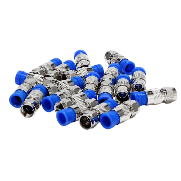 Rg6 F-typkontakt koaxial kompressionskoppling 20-pack (blå)