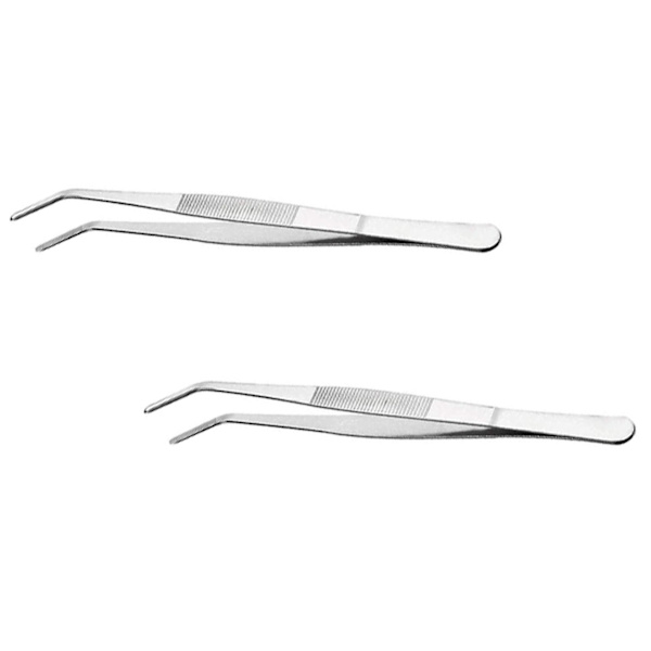 2x Rostfria precisionsköks- och kulinariska pincetter, långa pincetter i metall, kockpincetter