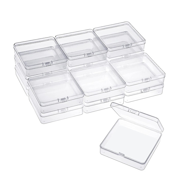 16-pack små behållare genomskinliga plastboxar pärlförvaringsorganisatörer med gångjärnslock för små föremål