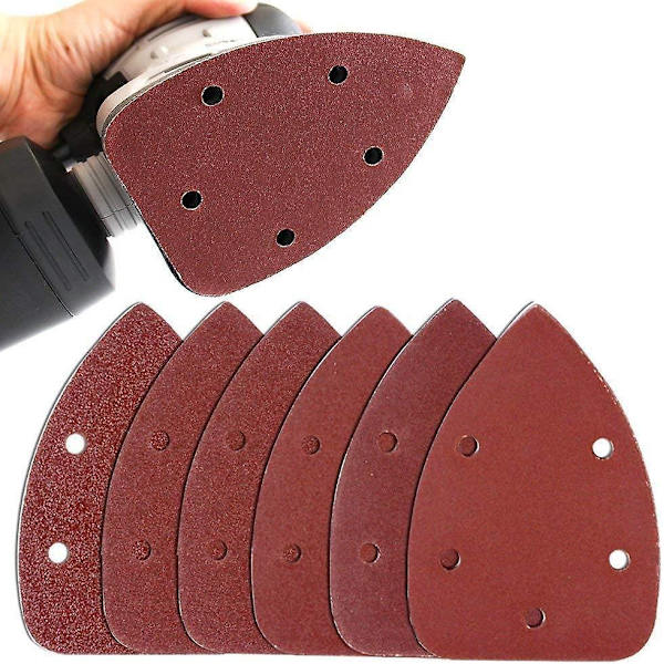 Pakke med 40 trekantede slibeark til 140 mm slibemaskiner, 5 huller slibepapir til detaljer