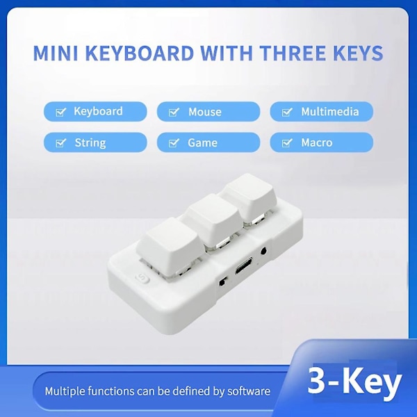 Mk321bt 3-tangenters Mini-anpassat mekaniskt tangentbord Blå brytare Usb+bt Dubbel-läge Anslutning För spel