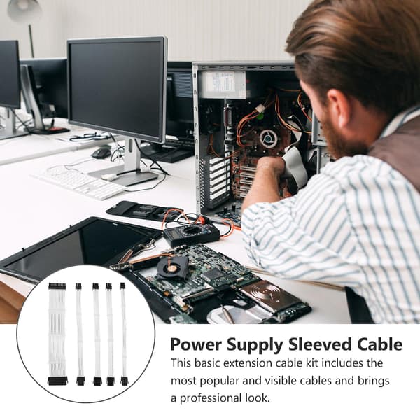 1 sett ATX Sleeved Cable Extension Kit PCIe GPU Extension Wire Datamaskin Tilbehør