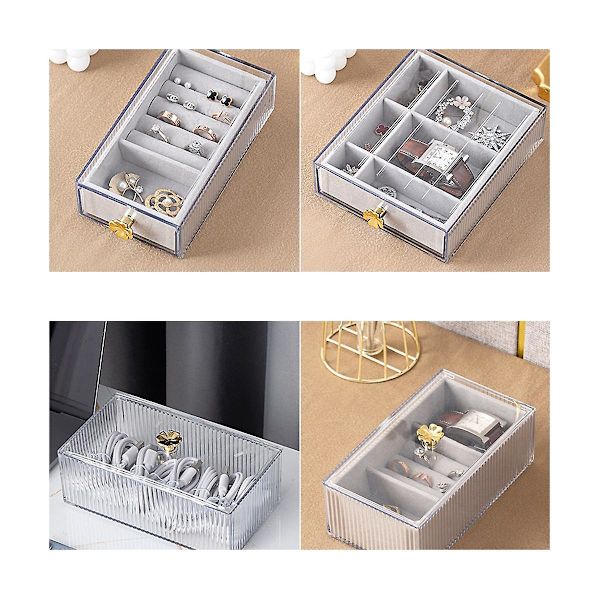 Europeisk stil Multi-grid smyckeskrin Transparent halsband örhängen förvaringslåda Öga Display 20 X 18