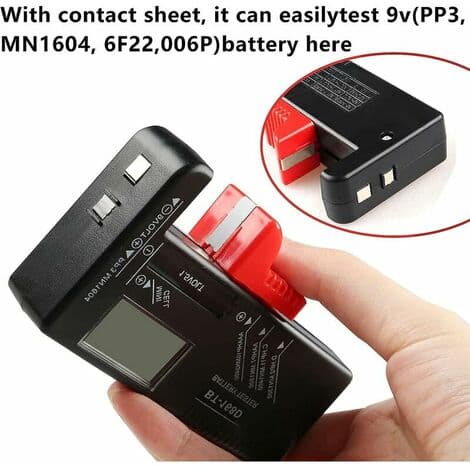 Digital batteritester, universel batteritester, batteritester, til AA, AAA, C, D, PP3, 9V, 1,5V, knapcellebatterier - fungerer uden batteri