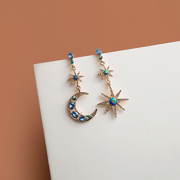 Crescent Moon Star Dangle Øreringe, Sol Måne Stjerner Drop Øreringe Hypoallergeniske, Stjerne og Måne Øreringe Studs