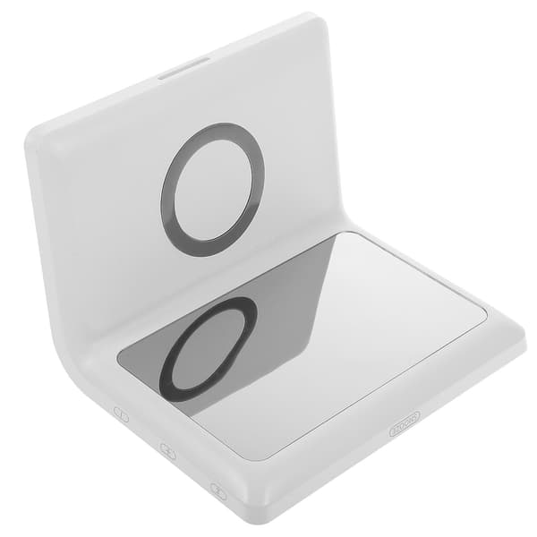 1 stk. Multifunktionel trådløs oplader telefon dock ur smart telefon oplader (hvid)
