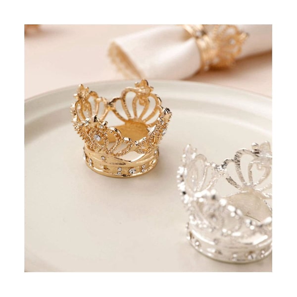 12 stk. serviettringer med krone-rhinestone, utsøkt serviettringholdersett for påske, fest, bryllupsmiddag