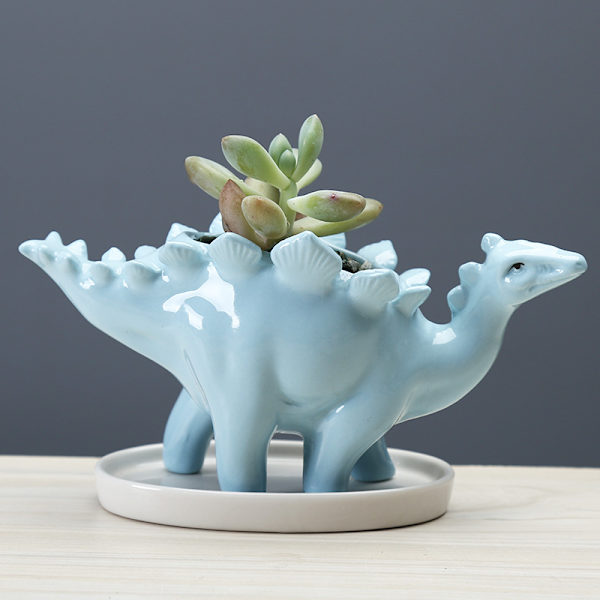 2 st, dinosaurieformad planter, liten suckulentkruka, små suckulentkrukor med dränering, keramisk dinosaurieformad planter