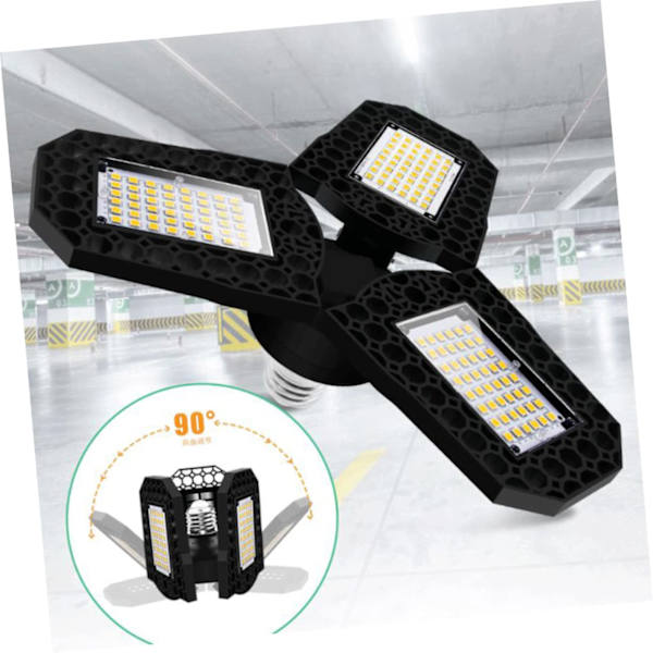 Garagebelysning LED Garagebelysning 1-pack 60w LED-strålkastare Deformerbar LED Garagebelysning Svart Lagerbelysning Arbetslampa LED