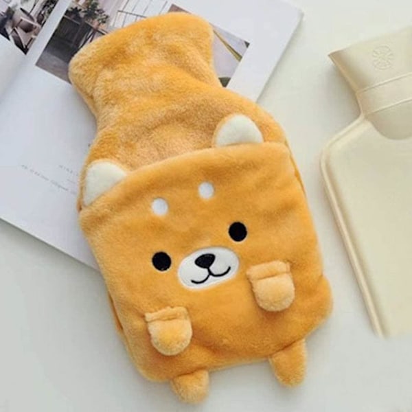 Varmtvandsflaske 1 Liter Varmtvandspose Med Nyhedsplys Super Blød Shiba Inu