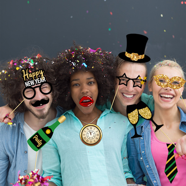 Roséguld Happy New Year Dekorationer 2025, Happy New Year Banner, 12 tum Ballonger, för Happy New Year Dekorationer
