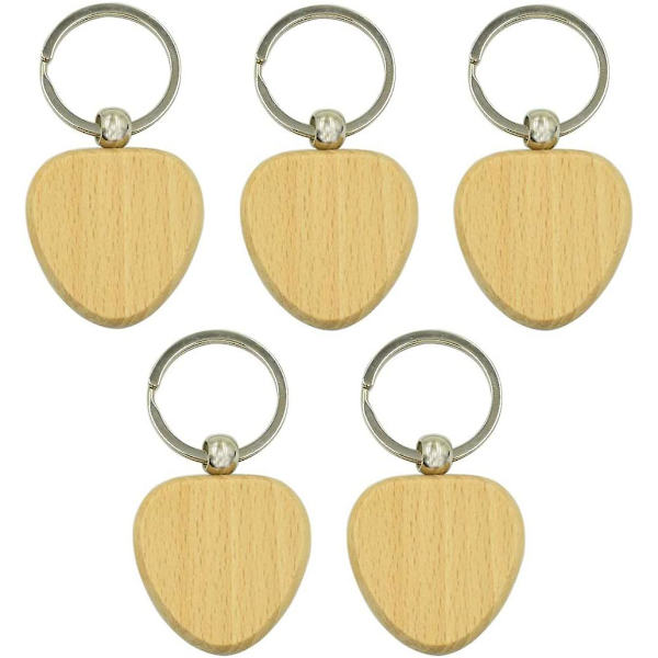 60 stk tomme hjerteformede nøkkelringer i tre, DIY-kampanje, nøkkelring, anheng, gavemerker