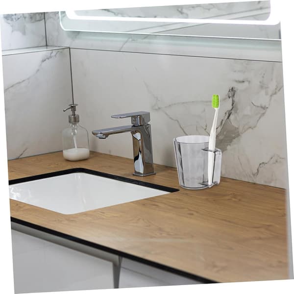 Munstyckeskoppar, 2-delat PS-plastset med tandborsthållare, återanvändbara koppar för badrum och kök, vit, grå, 10 x 9 x 9 cm