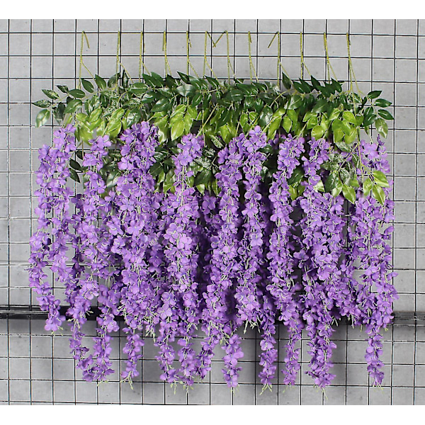 12 stk kunstige silke wisteria vinstokker hengende blomstergirlander streng hjemmefest bryllupsdekorasjoner