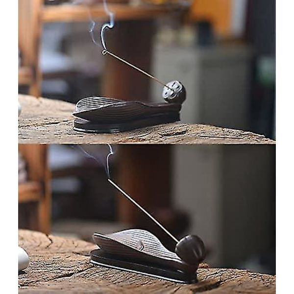 Keramisk røgelsesbrænder - Lotus blad vintage røgelsespindeholder kegle askefanger bakke med stabil base (brun1stk)