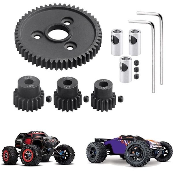 54T 32 Pitch Metallstål 3956 Växel med 15T 17T 19T Drev Växelsatser för 1/10 Slash 4WD/2WD Summit E-