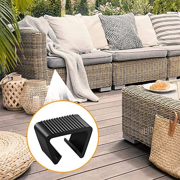 12 stk rottingmøbelklipser utendørs patio rottingmøbeljusteringsklipser plast rotting sofa klips for hage utendørs sofa patio møbler, svart