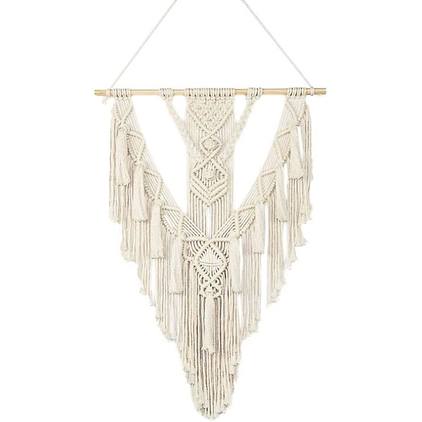 Makrame veggteppe i bomull, lite kunstvevd veggdekor, boho chic 50 * 75cm