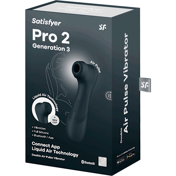 Satisfyer Connect: Pro 2 Generation 3, Dubbel AirPulse Vibrator Black ABS plastic, Silicone
