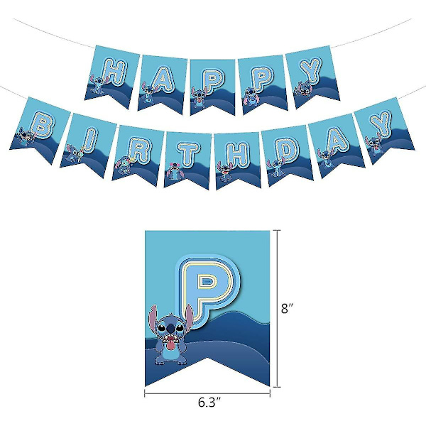 Lilo og Stitch fødselsdagsfest dekoration, Stitch fødselsdag banner kage toppers balloner, Stitch tema fødselsdagsfest dekorationer