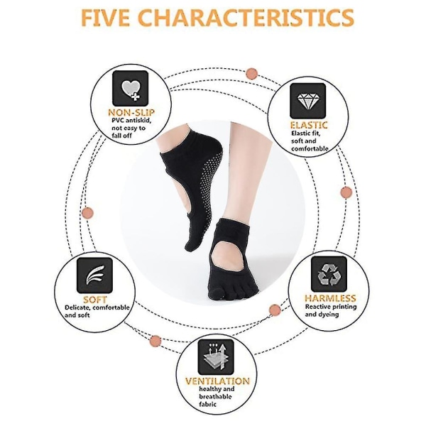 Grip Non-slip Toe Socks For Pilates, Barre, Yoga, Ballet