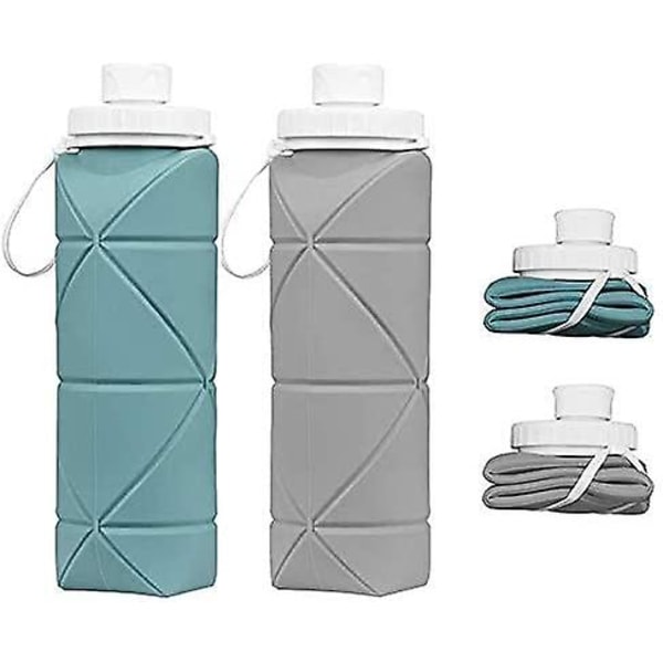Hopfällbara vattenflaskor 2-pack Bpa-fria Siliconce läckagesäkra återanvändbara resevattenflaskor