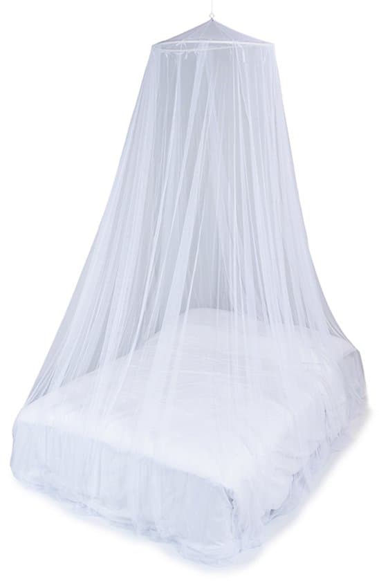 Myggenet sengehimmel til enkeltseng til queensize-seng, slidstærk polyester med 256 mesh, nem ophængning med ét punkt, hvid