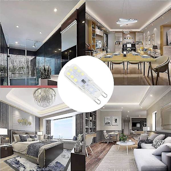 G9 LED-lampor, kallvitt, 3 W, 6500 K, flimmerfria, halogenersättning, dimbara, energibesparande kapselformade LED-lampor för vägglampor, ljuskronor