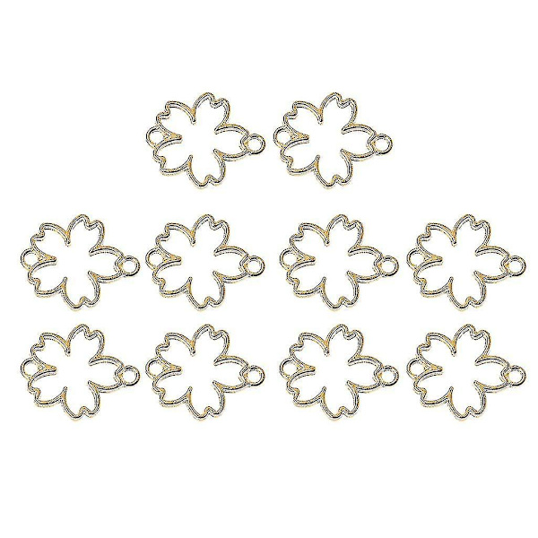 10x Körsbärsblomma Metallram Hartshänge Öppen Infattning För Diy Smycken