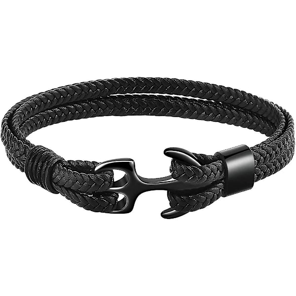 Dam- och herr armband, starkt läderarmband, flerskiktat vintage ankare armband