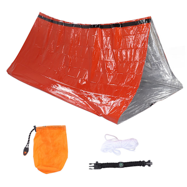 Tält Nödskydd Övernattning Skyddande Enkellager Varmt Aluminiumtält med Armband för Jordbävningshjälp Orange 0.3