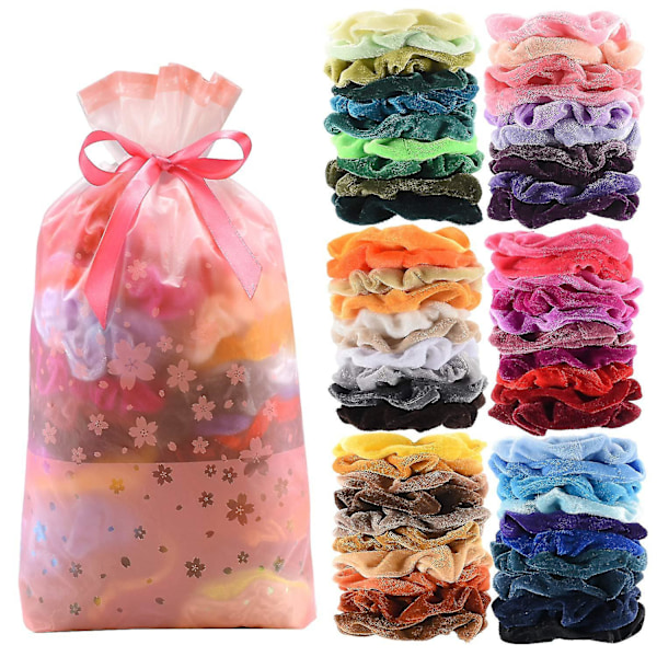 50 stk. Premium Hår Scrunchies Hårbånd Til Kvinder Eller Piger Hår Tilbehør Med Gavepose, Stor Gave Til Ferie Sæsoner
