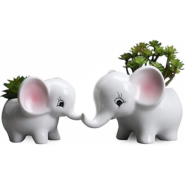 Elefant Sukkulente Plantepotter Vase Keramisk Blomsterpot Bonsai Potter Hjemme Dekoration Blomsterpotter, Desktop Mini Ornament 2stk