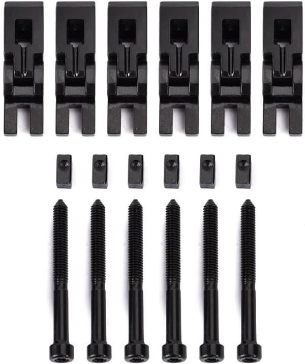 6-pack sadlar för tremolostall med dubbellåsning, inklusive stränglåsskruvar och nyckel, zinklegering, för Floyd Rose elgitarr, svart