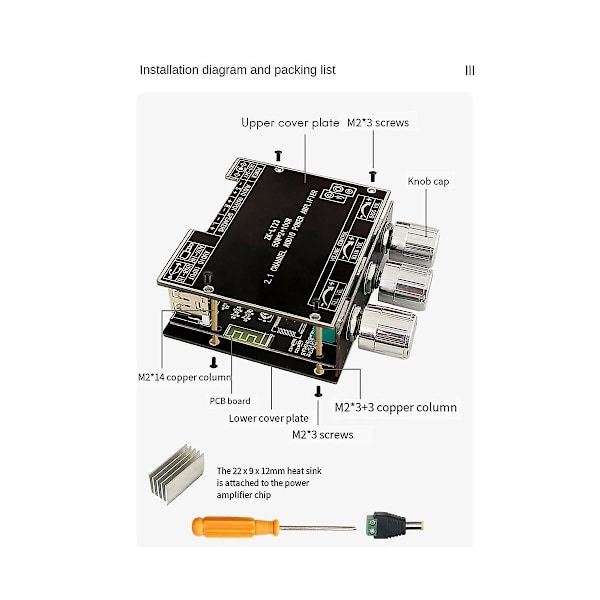 -lt23 5.1bluetooth Power Amplifier Board 50w 2.1channel Amplifier Board Med Kortslutningsbeskyttelse