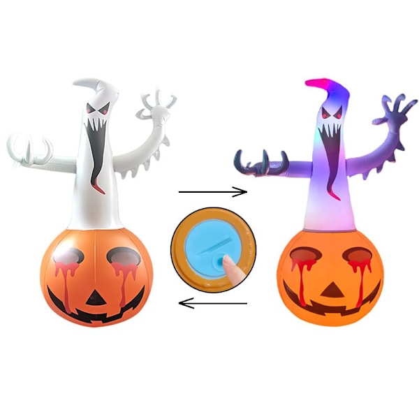 Airblown Ilmapallo Zero Kurpitsalla Halloween-Koristeluun, 1,2 metriä Korkea, Fun World Valoisa Kummitus Kasvojen Kurpitsa