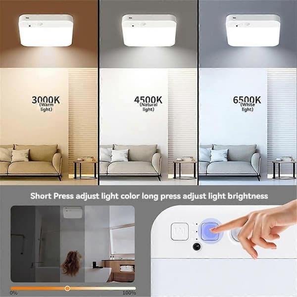 Rechargeable Ceiling Light with Motion Sensor and Remote Control - Wireless Ceiling Lights Battery Operated Cabinet Light, 3 Colors