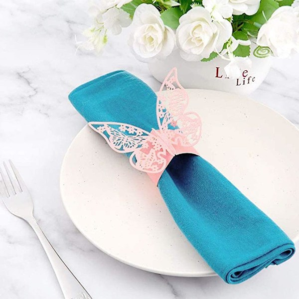 50 stk sommerfuglformede serviettringer, sommerfuglpapir hule serviettringer serviettholder