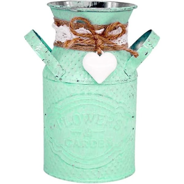 Rustiikkinen kukkateline Shabby Chic Metal Vintage Kannu Vaasi Koti Puutarha Kirjahylly Dekor (pinkki)