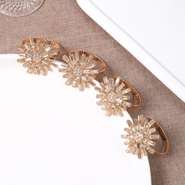 Blomsterformet serviettringsett 4 stk./sett serviettring kunstig krystallblomst elegant luksuriøs borddekorasjon middagsserviett