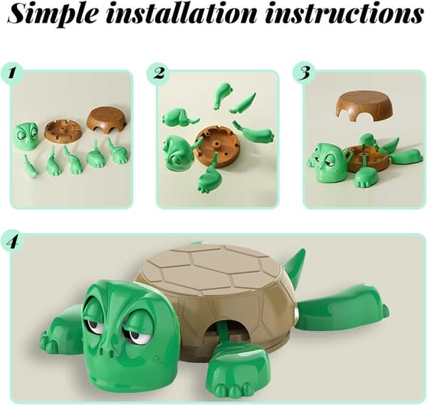 Turtle Coaster - Funny Turtle Coaster with Open Eyes, 3D Printed with Limbs that Rise and Fall and Expressive Face