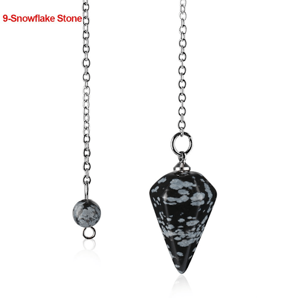 Luonnonkiviterapia Riipus Korut Reiki Pyramidi Kuusikulmainen Heiluri Ketjuriipus amuletti 9-Snowflake Stone