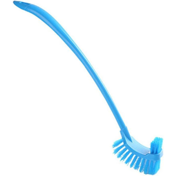Toalettborste Toalettborste Plast Bärbar Långt Handtag Badrum Toalett Skrubba Dubbelsidig Rengöringsborste (1st, Blå)