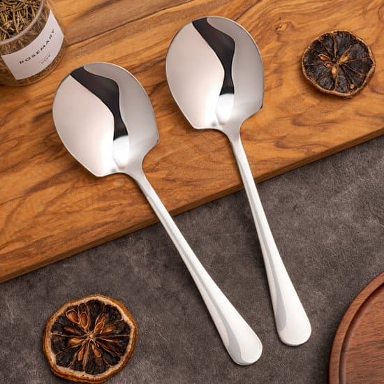 Alheco Serveringsskedar set om 4, rostfritt stål serveringsskedar för grönsaker och potatis, 22 cm silverbestick för matbordet, diskmaskinssäkra, presentförpackning