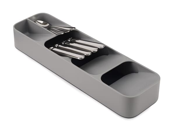 Kompakt bestickorganisatör för kökslåda Silverware, bestickbricka, kökslåda bestickorganisatör Grå