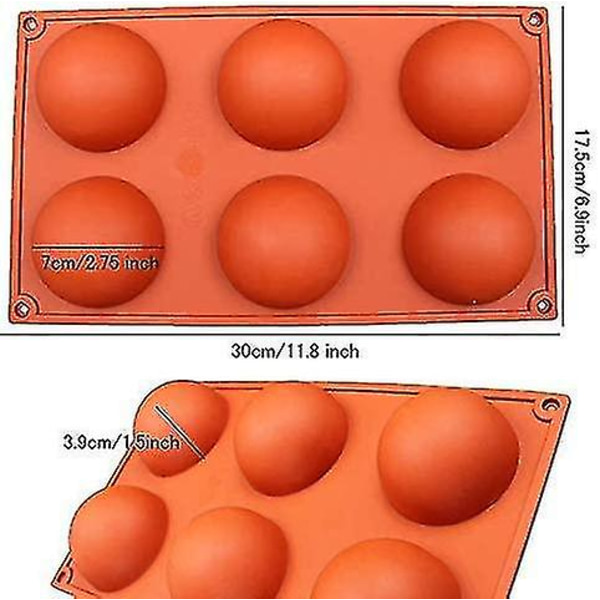 3 stk. 6 hullers silikone køkkenform, bageform, fødevaregodkendt silikone, non-stick, BPA-fri