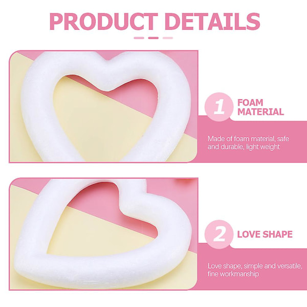 10 stk. Hjerteformet skumkransform DIY krans hjerte skum til bryllup Valentinsdag DIY-projekter